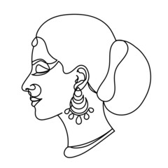 Indian woman in a modern one line style.