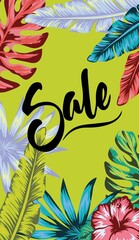banner ad sale jungle punk banners for social media, acid tropical composition to decorate your design, social media frame mockup