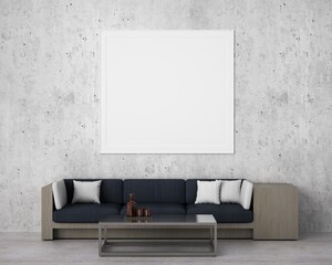 3D Mockup photo frame in Modern interior of living room