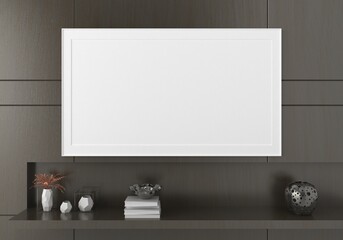 3D Mockup photo frame in Modern interior of living room