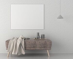 3D Mockup photo frame in Modern interior of living room