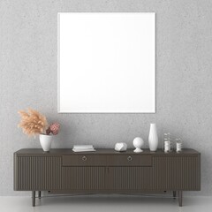 3D Mockup photo frame in Modern interior of living room