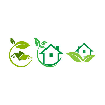 Eco house icon set design illustration template