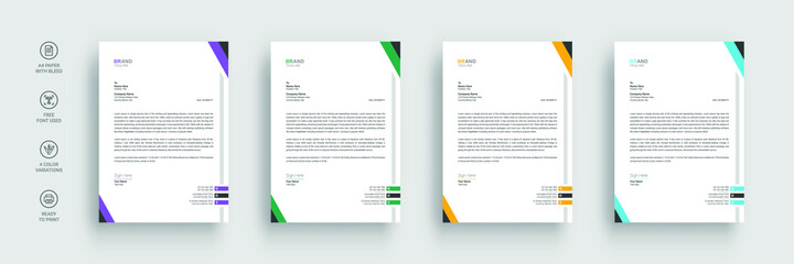Letterhead template in flat style, letterhead set or bundle