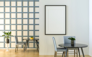 Fototapeta na wymiar 3D Mockup photo frame in Modern interior of living room