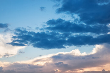 Beautiful morning sky with clouds. Great natural view. Lovely sunrise background for energy boost and motivation.
