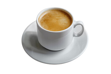 a cup of freshly brewed aromatic coffee isolated on white