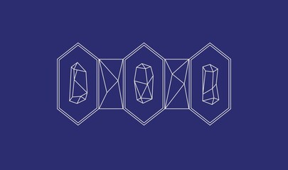 Fototapeta premium Lineart emblems design with crystals. Contemporary minimal boho style graphics. Vector templates