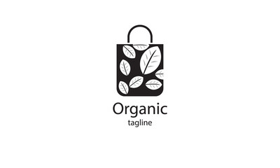 Premium vector organic shopping bag logo design