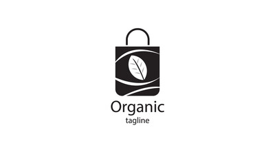 Obraz premium Premium vector organic shopping bag logo design