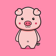 Obraz na płótnie Canvas Cute pig cartoon icon illustration