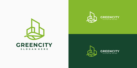 green city logo design minimalist linear