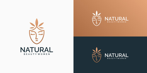 women logo and leaf icon design