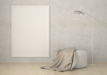 3D Mockup photo frame in Modern interior of living room