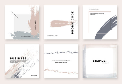 Social Post Layouts with Creative Brush Stroke Elements