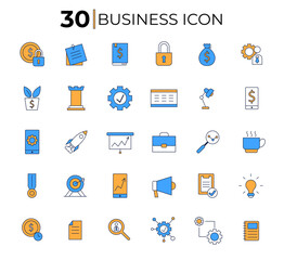 Set of vector colorful business and finance icon. Vector lines vector icons, seo, web, apps, money management.