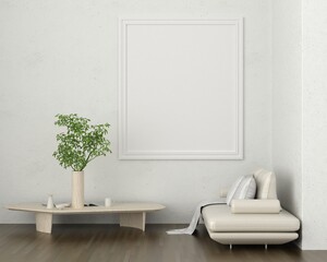 3D Mockup photo frame in Modern interior of living room