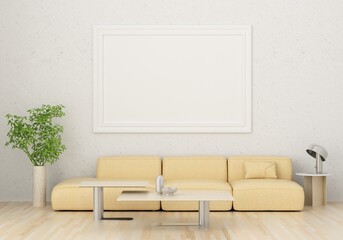 3D Mockup photo frame in Modern interior of living room