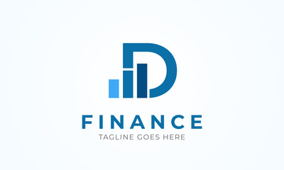 Initial D finance charts Logo, usable for  business,  and company logos , flat design logo template, vector illustration