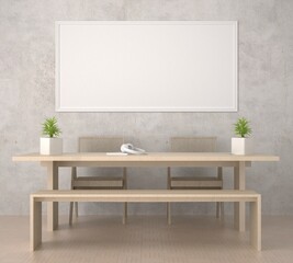 3D Mockup photo frame in Modern interior of living room