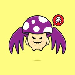 Cute flying poisonous mushroom cartoon icon illustration