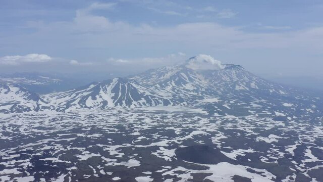 Landscape of Mutnovsky Volcano in summer. Kamchatka, Russia