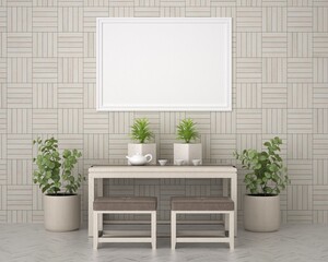 3D Mockup photo frame in Modern interior of living room