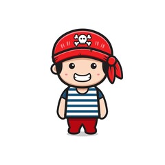 Cute pirates sailor cartoon icon illustration