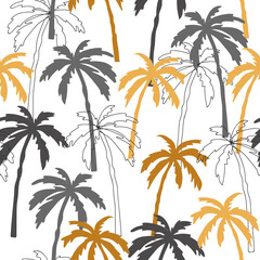 Seamless palm tree pattern. Vector tropical background.