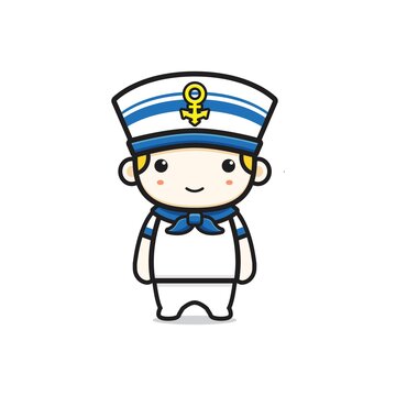 Cute sailor character cartoon icon illustration