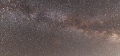 Beautiful bright milky way galaxy on the dark starry sky. Space, astronomical background. Cosmos wallpaper. Deep space