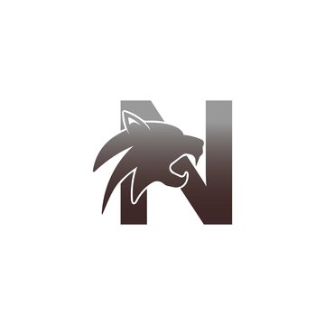 Letter N with panther head icon logo vector
