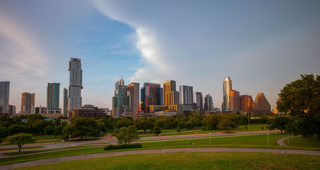 Fototapeta na wymiar View of Austin, Texas in USA downtown skyline.