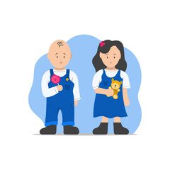 vector illustration of a child decorated on a light blue background