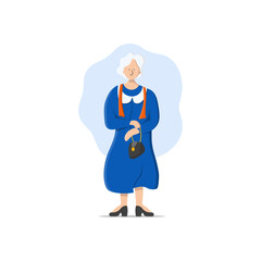 vector illustration of grandma standing smiling happily