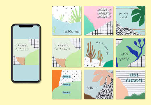Creative Ripped Paper Collage Template Set