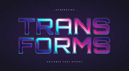 Transforms Text in Colorful Style with Glowing Effect. Editable Text Style Effect