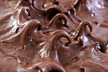 Close up view of melted milk chocolate