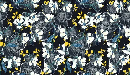 Wandcirkels tuinposter floral seamless pattern. Liberty style. fabric, covers, manufacturing, wallpapers, print, gift wrap. © eylul_design
