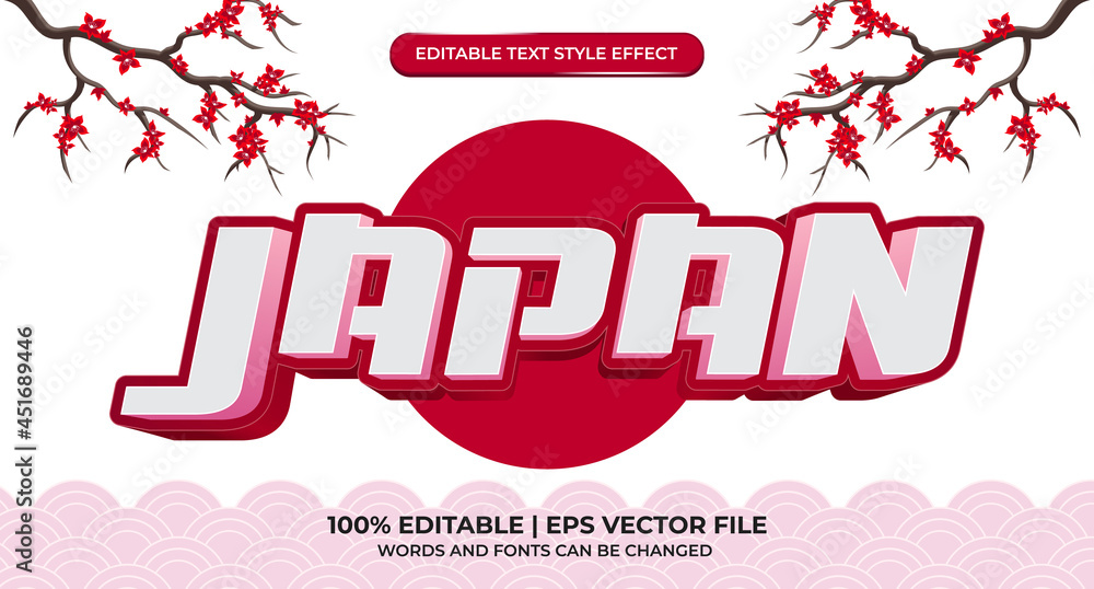 Poster japan editable text effect with asian type style and bold font concept use for brand label and logo.