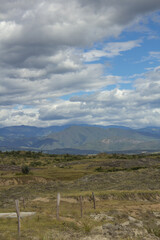 landscape with clouds over the mountains
