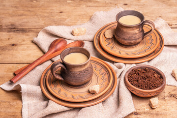 Aromatic coffee in a cozy home style