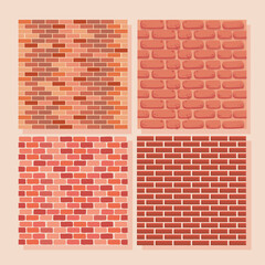 four bricks walls backgrounds