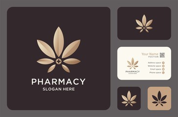 natural pharmacy logo with business card design.