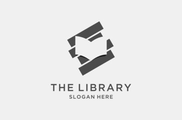stack of books logo design for library or bookstore.