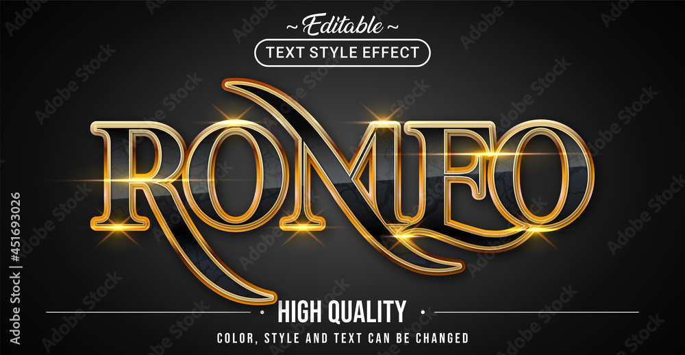Aufkleber editable text style effect - romeo text style theme.