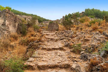 Kayaköy village serves as a museum and is a historical monument. Around 500 houses remain as ruins and are under the protection of the Turkish government, including two Greek Orthodox Churches