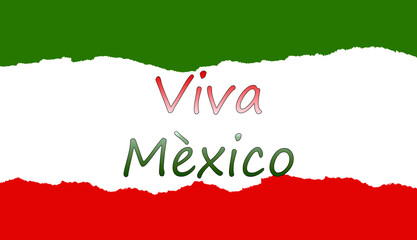 Representación de la bandera de México, con los colores en horizontal, verde, blanco y rojo. Día de la independencia, 16 de septiembre.