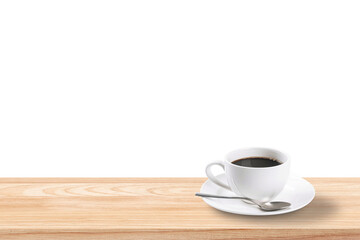 Cup of coffee on wooden table
