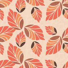 Leaves texture pattern. Watercolor Seamless background.